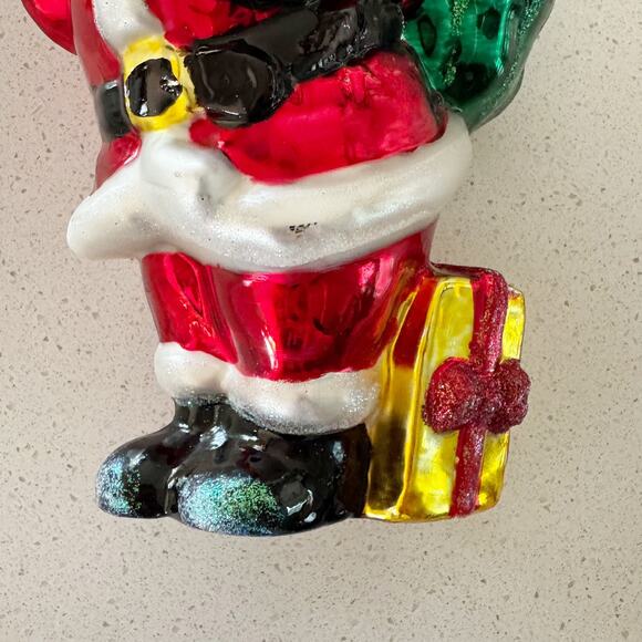 BK Blown Glass Christmas Ornament 1998 Santa with Sack of Gifts 9 inches tall - Picture 3 of 7